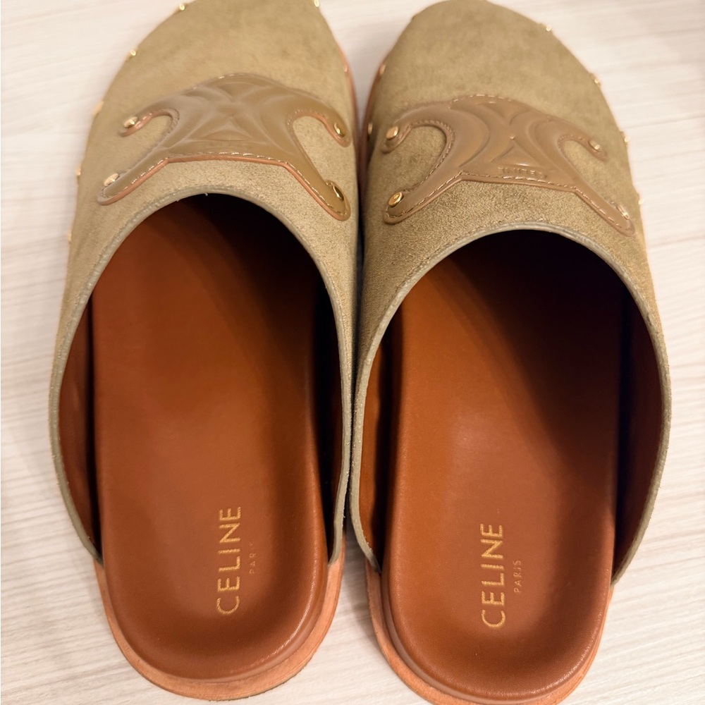 Celine Olive Green and Brown Women's Shoes - Picture 2 of 6
